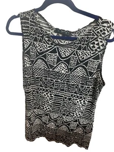 Connected Apparel Womens Sleeveless Stretch Tank Top Size L Side Slits Stretchy - Picture 1 of 7
