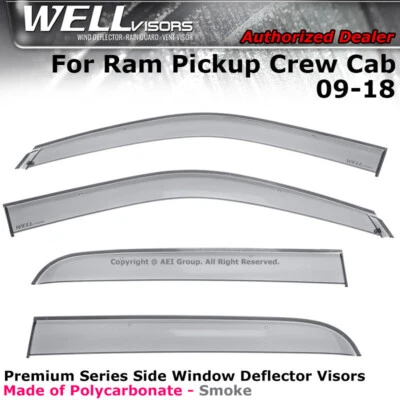 Viseras WELL para Ram 1500 2500 3500 doble cabina 09-18 viseras de ventana deflectores de lluvia Foto 1 de 4