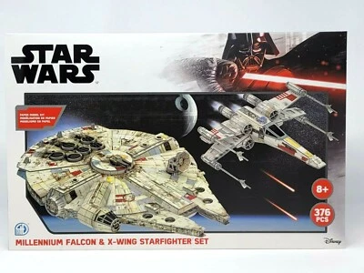 3D Star Wars Paper Model Kit Millennium Falcon X-Wing Starfighter 376 pc Puzzle - Image 1 of 4