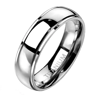 Simple Minimalist Titanium Ring Mens Womens Classic Anniversary Wedding Band - Image 1 of 4