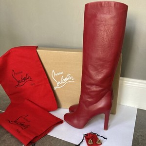 Christian Louboutin rote Leder Plateau Kniestiefel EU40 VickyBotta 120 sehr guter Zustand 995