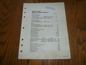1975 Chevrolet Chevelle Sedans Coupes Wagons Dealer Showroom Album Pages Vintage - Picture 1 of 7