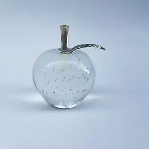 Apple Art Metal Glass Fruit Ornaments Desktop Statue Decorative Paperweight Leaf - Picture 1 of 9