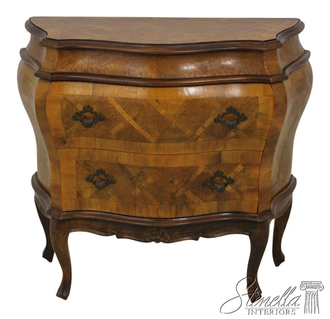 58613EC: Italian Bombe Inlaid 2 Drawer Commode Chest Cover