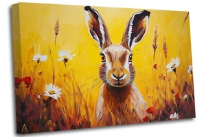 Hare Animal ready for Spring Lovely Canvas Print Wall Art Picture - Picture 1 of 8