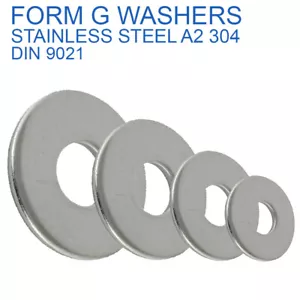 M2 M2.5 M3 M4 M5 M6 M8 M10 M12 FORM G WIDE THICK FLAT WASHERS STAINLESS STEEL - Picture 1 of 1