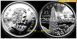 CANADA 2005 CANADESE QUARTER QUEEN WWII GUERRA PAPAVERO ALBERTA MONETA 25 CENT UNC - Foto 1 di 2