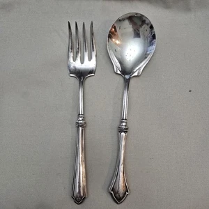 ANTIQUE STERLING SILVER HANDLE CASSEROLE SPOON & MEAT FORK AMSC - Picture 1 of 3