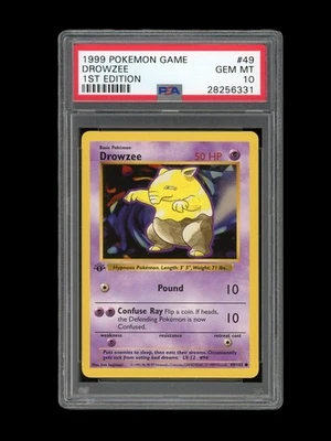 Pokemon PSA 10 GEM MINT Drowzee 1st Edition Base Set Shadowless 1999 Card 49/102 - Image 1 of 2