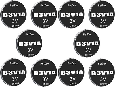 PETZEE 10 Pack B3V1A Lithium Battery Compatible with High Tech Pet Collar Battery...