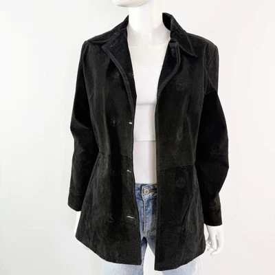 Chaqueta De Colección R-Wear Rampage Cuero Gamuza Negra Talla S Años 90 Y2K - Sin Botones Foto 1 de 4