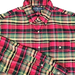 Polo Ralph Lauren Button Down Flannel Shirt Men's Large Classic Fit Colorful - Picture 1 of 8