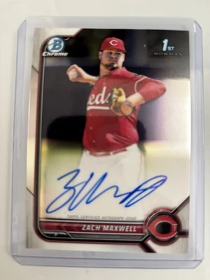 2022 Bowman Chrome Draft Zach Maxwell RC Auto 1st Rookie Reds #CDA-ZM - Image 1 of 2