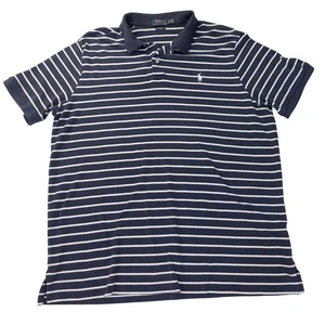 Polo Ralph Lauren vestibilità classica blu navy/bianco a righe 1/4 bottoni polo uomo taglia XL - Foto 1 di 7