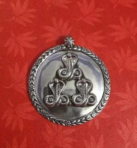 Handmade 92.5 Stamp Sterling Silver Hammered God Shiva Snake Naag Pendant . - Picture 1 of 7