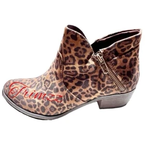 SUN & STONE Size 6.5…..…Leopard themed “Abby” Suede Ankle Boots. #85 - Picture 1 of 8