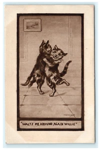 Postal firmada por artista Waltz Me Around Again Willie Comical Cats - Imagen 1 de 2