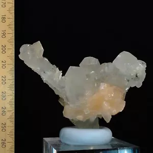 Quartz stalactite columnar shape w/ sparkly Apophyllite & Stilbite bowtie 492ct - Foto 1 di 8