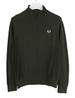 Fred Perry M2649 Sweatshirt Mens Medium Pullover Half Zip Collar Dark Green