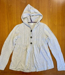 Girls size 13-14 years Mini Boden Gray Button Hooded Sweater Cardigan Cotton - Picture 1 of 9