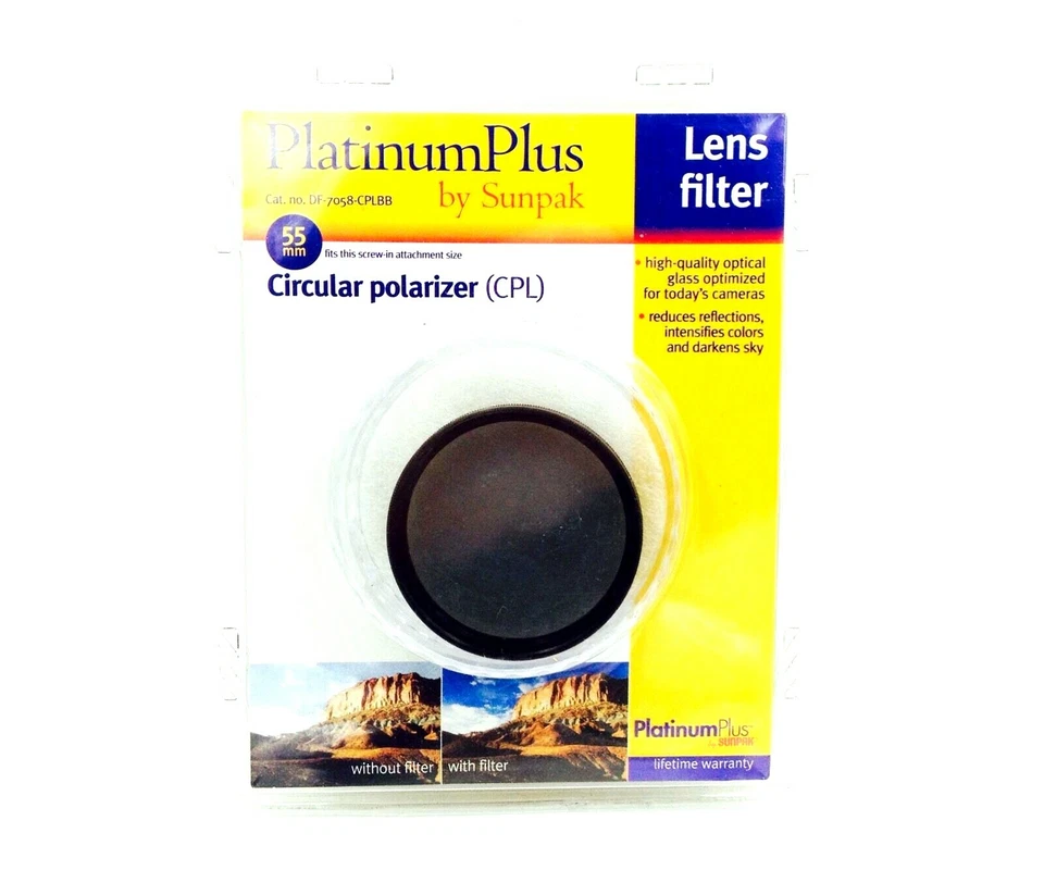 Sunpak Platinum Plus 55mm Circular Polarizer Filter CPL - New - Image 1 of 1