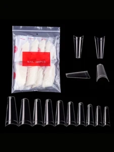 500Pcs False Nail Art Tips French Natural Transparent Coffin False Nails Tips Ac - Picture 1 of 6