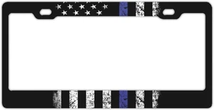 Thin Blue Line Flag License Plate Covers Chrome Blue Lives Matter License Plate  - Picture 1 of 11