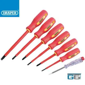 DRAPER FULLY INSULATED SCREWDRIVER SET WITH MAINS TESTER 7 PIECE VDE, 46540 - Picture 1 of 3