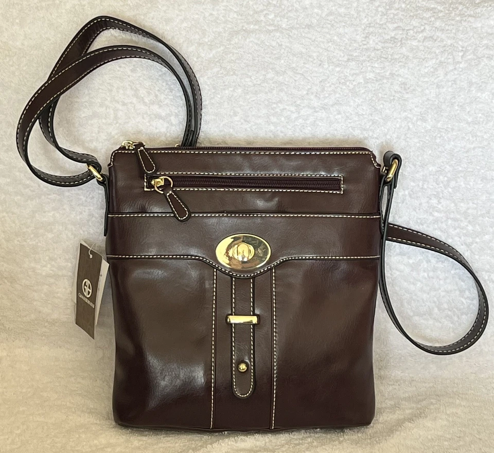 Giani Bernini Women's Purse Turn-lock Glazed Crossbody Wine B9