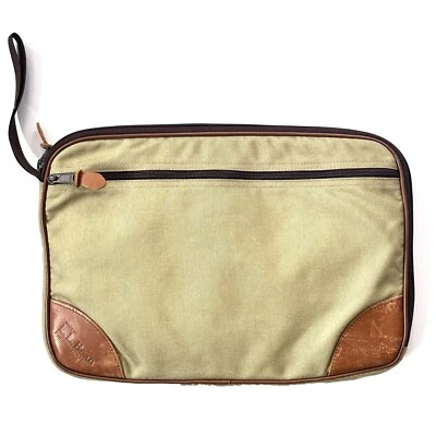 L.L. Bolsa pasta portfólio computador laptop lona feijão couro com zíper ao redor - Imagem 1 de 4
