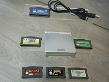 RETRO SILVER NINTENDO GAME BOY ADVANCE SP BUNDLE CONSOLE USB LEAD AND 6 GAMES 