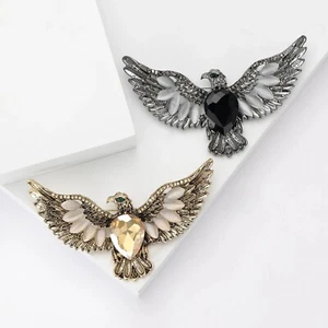 Strass Adler Anstecknadel Unisex glänzend Kristall Glas Vogel Brosche silber/goldfarben - Bild 1 von 9