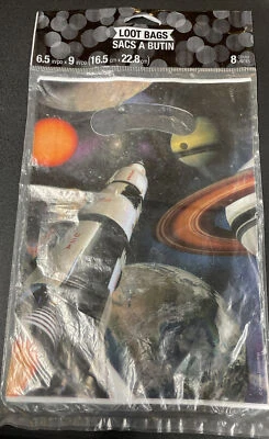 Space Blast Favor Loot Bags 8 Pack Solar System Spaceship Party Decoration New!! - Image 1 of 3