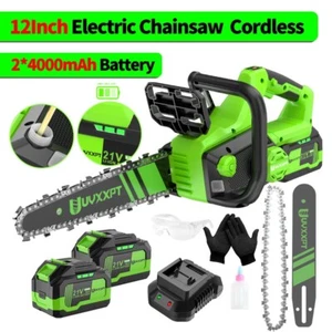12in Electric Cordless Chainsaw Powerful Tree Trimming Wood Cutter Saw+2Battery - Picture 1 of 12