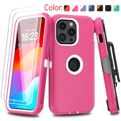 For iPhone 15 14 13 12 XR 11 Pro Max Case Shockproof+Belt Clip+Screen Protector - Image 1 of 4