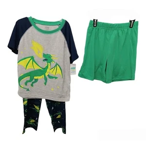 Child of Mine Pajama Set 4 Boys by Carter's Winged Dinosaur Green 3 Piece - Picture 1 of 5