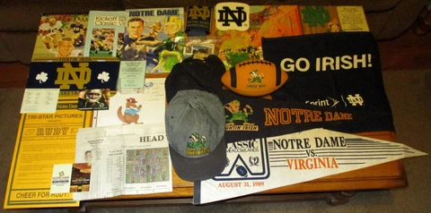 Notre Dame Fighting Irish Memorabilia Vintage Lot W/Programs + Pennants + Record Cover