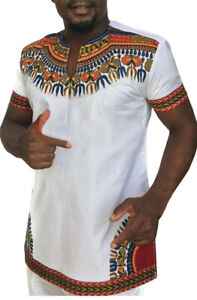 Gtealife Men's African Print Dashiki T-Shirt Tops Blouse X-Large
