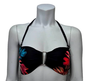 NEXT Women's Lovely Black Gold Leaf Design Swimwear Bikini Top Size 14 MRRP £24 - Picture 1 of 2