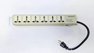 (2) WONPRO , UNIVERSAL 6-OUTLET MULTI SOCKET POWER STRIP , 1 foot CORD, 250V AC - Picture 1 of 2