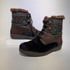 Vintage Tecnica Ziegenhaar Apres Leder Fell Schnee Knöchel Sherpa gefüttert Gr. 38 7,5-8 - Bild 1 von 16
