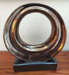 MCM Modern Brown/ Bronze Ceramic circle Table Art 1960's - Picture 1 of 5