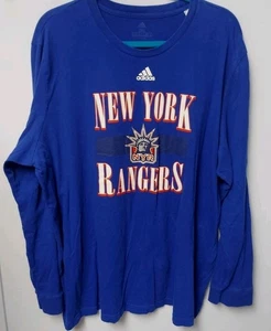 New York Rangers Long Sleeve BLUE XXL Adidas T-SHIRT NHL - Picture 1 of 8