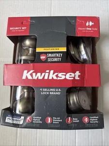 KWIKSET SMARTKEY Messing Außen Eingang Knopf Einzel Zyl Riegel Combo - Bild 1 von 5