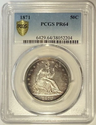 1871 Seated Liberty Half Dollar PROOF 50c PCGS PR64  😱STUNNING EYE APPEAL‼️ - Image 1 of 4