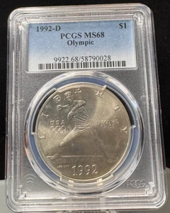PCGS 1992 D Olympic S$1 Commemorative One Dollar Coin MS 68 -023 - Picture 1 of 2