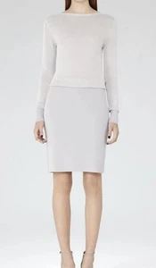 Reiss Grey / Blue Blume Bodycon Dress - Size 10 TRO £175 - Picture 1 of 14
