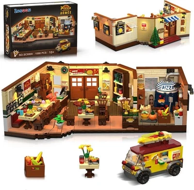 City Street Pizza Restaurant Building Set, 1098PCS Pizzeria House Architecture - Image 1 of 4