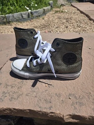 Zapatos Converse Chuck Taylor Niños Talla 3.5 Negro Dorado Lona Tenis A05388F Foto 1 de 4
