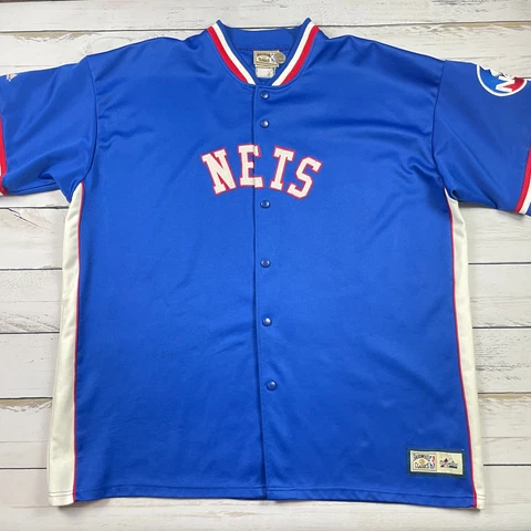 Vintage Majestic New Jersey Nets Jacket Mens 2XL Blue NBA Warm Up NJ Basketball Cover